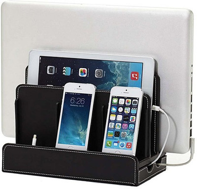 

Rajica 6 Compartments Leatherette Multi Device Charging Station(Black)