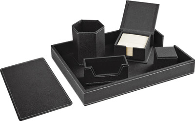 

Eco-Leatherette Regular 6 Compartments Leatherette Desktop Office Set(Black)