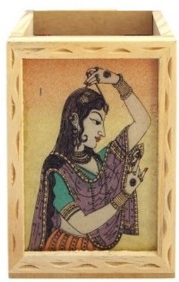 Gaura Art & Crafts 1 Compartments WOODEN, GLASS Pen Holder(Multicolor)