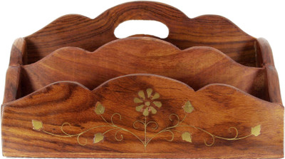 

AbheyArts 2 Compartments wooden Letter holder(Brown)
