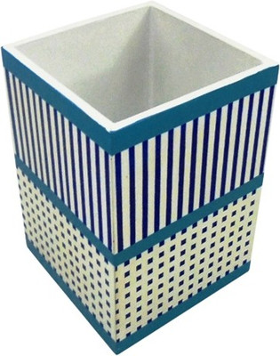 

Treasure Hunt Geometric Pattern 1 Compartments Wooden Pen Stand(Blue, White)