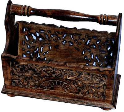 

Univocean 1 Compartments Wooden Magzine Holder(Brown)