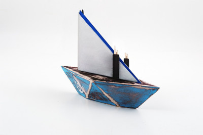 

Poppadum Art Origami 3 Compartments Wooden Paper Boat Napkin & Toothpick Holder(Multicolor)
