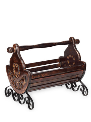 

Onlineshoppee 1 Compartments Wooden, Iron Magazine Holder(Brown)