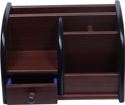 

Neo Gold Leaf Fancy 6 Compartments Wood Pen Holder(Brown)