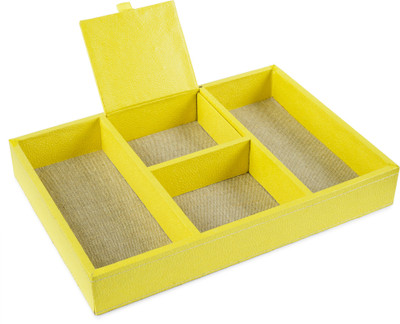 

Eco-Leatherette Regular 4 Compartments Paper Office Tray(Lime Yellow)