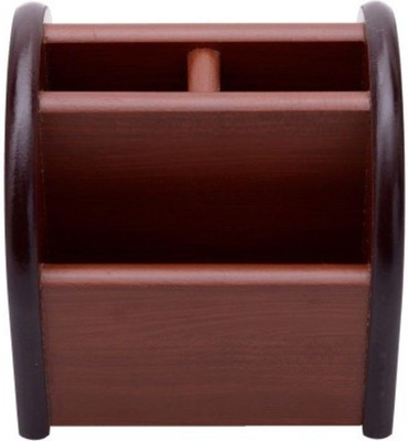 

Craftatoz 3 Compartments Wooden Pen & Mobile Holder(Brown)