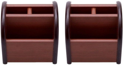 

Craftatoz 6 Compartments Wooden Pen & Mobile Stand(Brown)