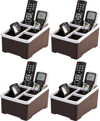 

Lifestyle-You HH45 4 Compartments Plastic 4 Pcs Remote Control Stand(Brown, White)