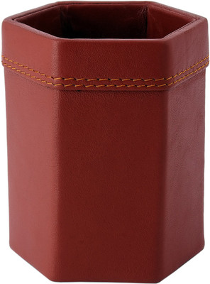 

ZINT 1 Compartments Genuine Leather Pen Stand(Brown)