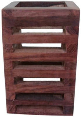 

Onlineshoppee CAC 1 Compartments Wooden Pen Stands(Brown)