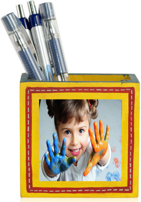 

VarEesha 1 Compartments Wooden Pen Stand(Yellow)