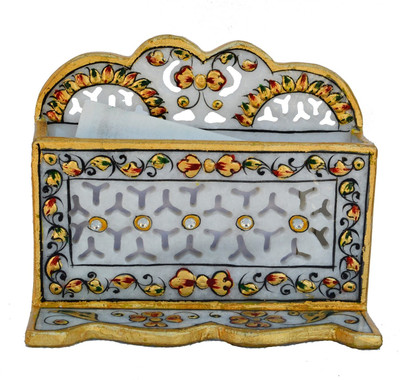 

eCraftIndia ESR008 1 Compartments Marble Pen Stand(Golden, White)