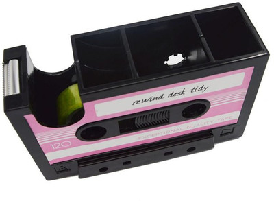 

Flintstop 2 Compartments Plastic Pen Stand with CelloTape Dispenser(Pink)