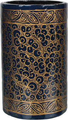 

Indeasia Srijan Floral Border 1 Compartments Paper Machie Pen stand(Black)