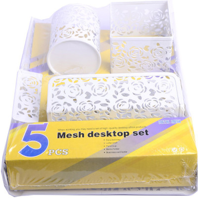 

Enwraps 1 Compartments Metal Desktop Set(White)