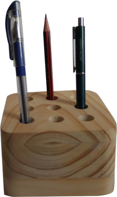 

swarnadaru 9 Compartments pine wood pen holder(Beige)
