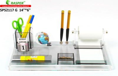 

Rasper Executive 3 Compartments Office Use Acrylic Multipurpose Pen Stand(Smoke-Black)