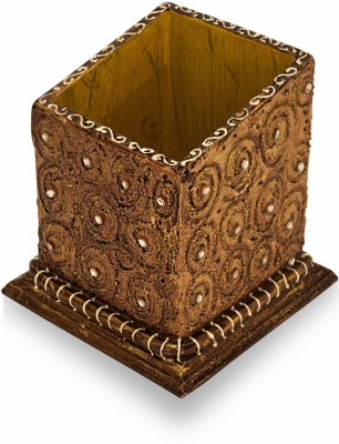 Ritwika's 1 Compartments Wooden Pen Holder(Brown)