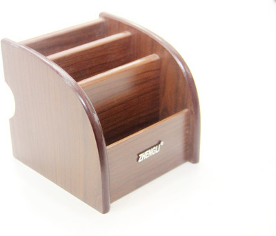 

Star Gift Multifunction Holder 3 Compartments Wooden Pen Stand(Brown)