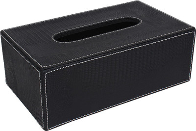 

The Decor Mart 1 Compartments Leather Tissue Box(Black)
