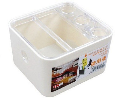 

KM 5 Compartments Plastic Stationery Holder(Cream)