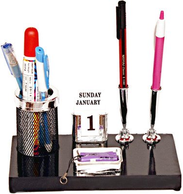 

Homeshopeez 1 Compartments Plastic Penstand-PS-1242(Black, Silver)