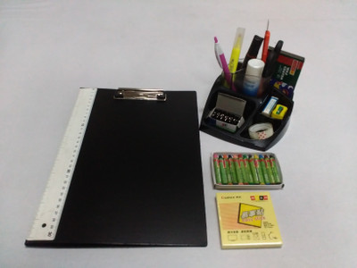 

Y.E.S 1 Compartments Polypropelene Student Clip Board with Accessories(Black)
