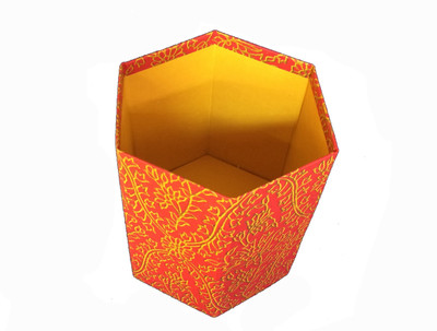 

Creates & Designs 1 Compartments Handcrafted Collapsible Hexagonal Waste Paper Bin Eco-Friendly(Multicolor)