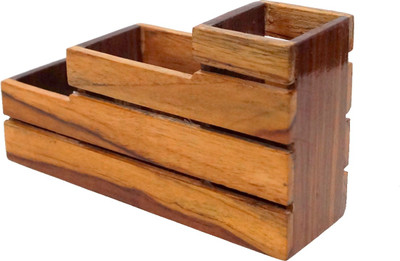 

D'sign Lab 3 Compartments Teak Wood Wooden(Natural Wooden Polish)