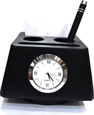 

Jaycoknit Claxico Giratorio Revolving 4 Compartments Wood Pen Stand(Black)