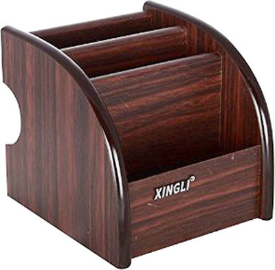 

Xingli Desk Organiser 3 Compartments Wood Pen Stand(Brown)