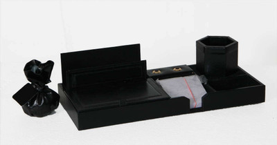 

RSM Ts 6 Compartments Synthetic Leather, Hard Board Desk Organiser(Black)