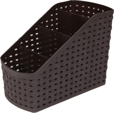 

CSM 4 Compartments Plastic Pen Stand(Brown)