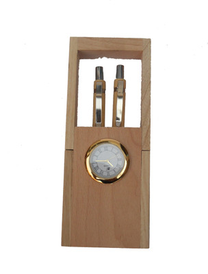 

HANDICRAFT 2 Compartments WOODEN PEN STAND(Yellow)
