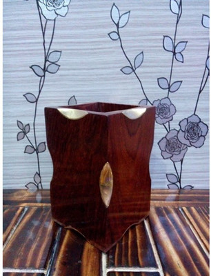 

Onlineshoppee 1 Compartments Wooden Pen Holder(Brown)