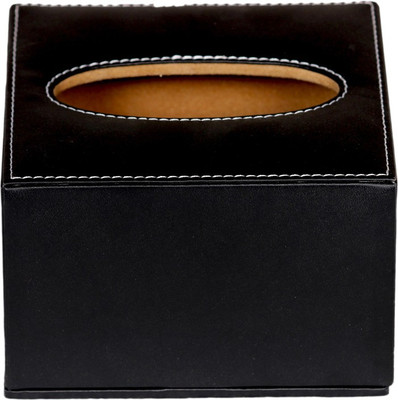 

Leather World 1 Compartments PU Leather Tissue Box(Black)