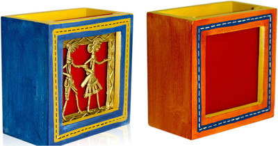 

VarEesha 2 Compartments Wooden Pen Stand(Multicolor)