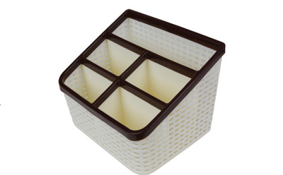CSM 5 Compartments Plastic Desk Organizer(Beige)