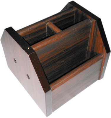 

Onlineshoppee 4 Compartments Wooden Stationery Holder(Brown)
