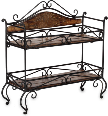 

Onlineshoppee 2 Compartments Wooden, Iron Magazine Holder(Brown)