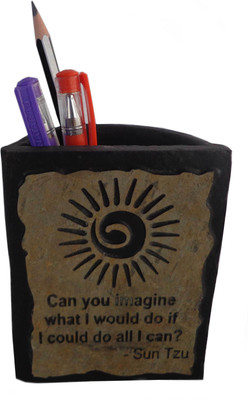 

Niksang Arts 1 Compartments Natural Stone Pen Stand(Beige)