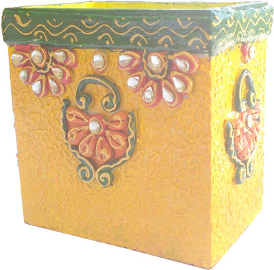 

Etsi Bitsi 1 Compartments Wooden, Papermasche Desk organizser(Yellow)