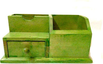 

Alishba 3 Compartments wood Holder(Green)