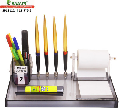 

Rasper 5 Compartments Acrylic Multipurpose Desk Organizer(Multicolor)