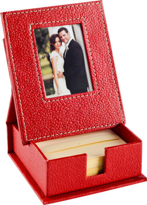 

Eco-Leatherette Slip Box with Frame 1 Compartments Leatherette Desk sets(Red)