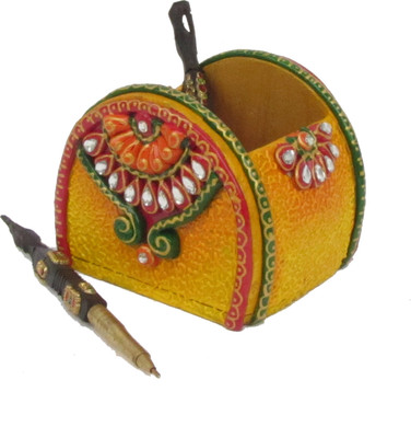 

eCraftIndia Round 1 Compartments Papier-Mache Pen Stand(Multicolor)