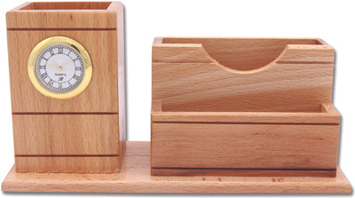

Radiusin YS 3 Compartments Wooden Pen Stand(Brown)