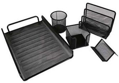 

Dragon 5 Compartments Metal Multi-purpose Desk organizer(Black)