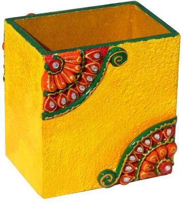 Handicrafts Paradise 1 Compartments Wood Pen holder(Multicolor)
